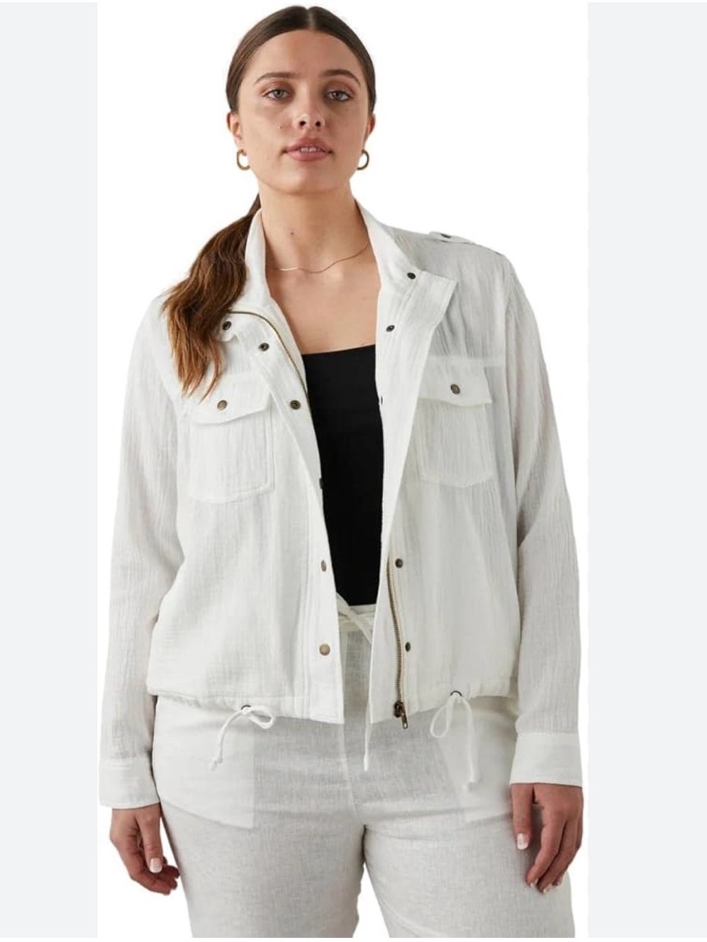 RAILS Collins Jacket Sz XXL Drawstring Cotton Gauze Beachy Nautical Soft
